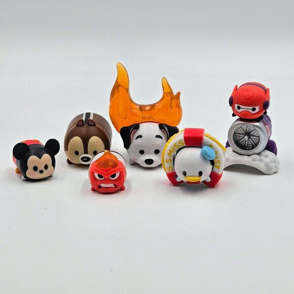 Disney Tsum Tsum Baymax Donald Duck Dalmatian Anger Chip Micky Mouse PVC Toy Lot - Picture 2 of 9